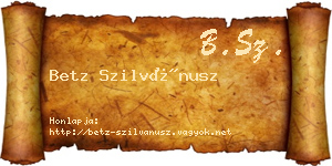 Betz Szilvánusz névjegykártya